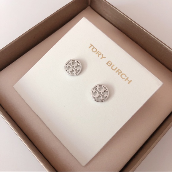 Tory Burch Jewelry - TORY BURCH MILLER STUD EARRING SILVER